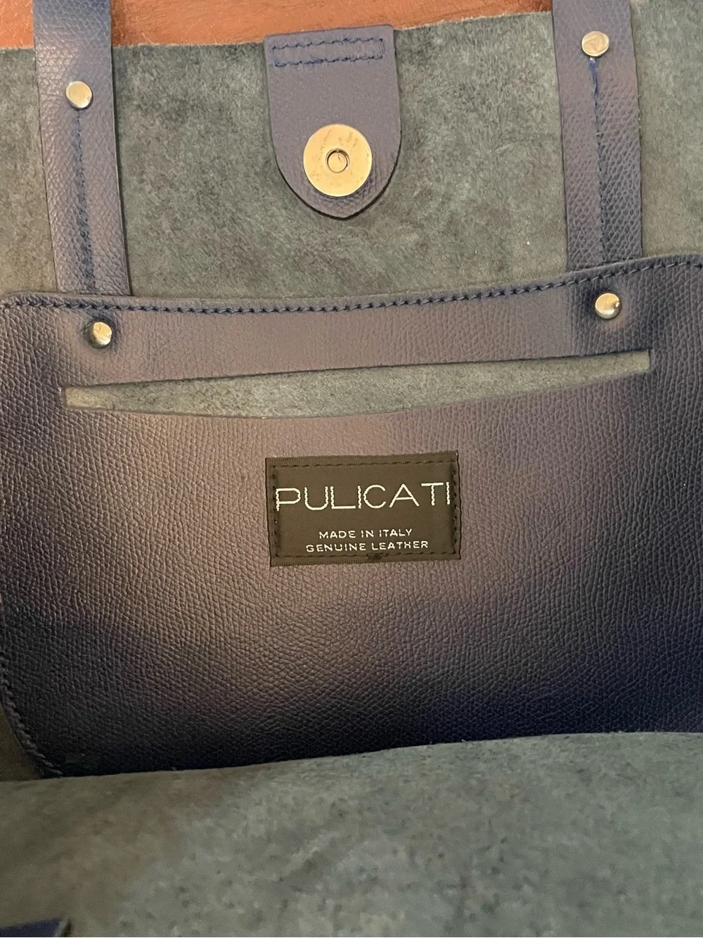 Pulicati Women's Blue Leather Bag - Picture 3 of 6